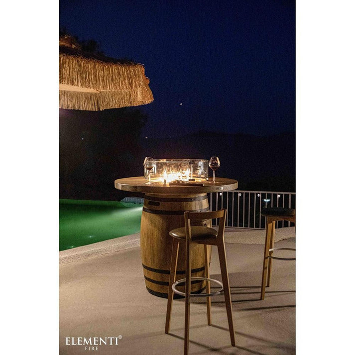Elementi Lafite 48" Round Redwood Concrete Propane Barrel Fire Table OFG225RWLP