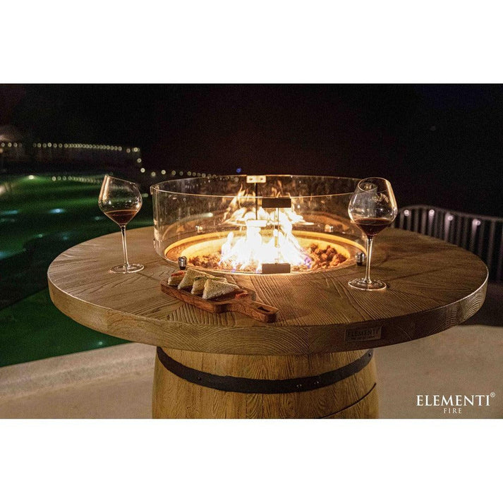 Elementi Lafite 48" Round Redwood Concrete Propane Barrel Fire Table OFG225RWLP
