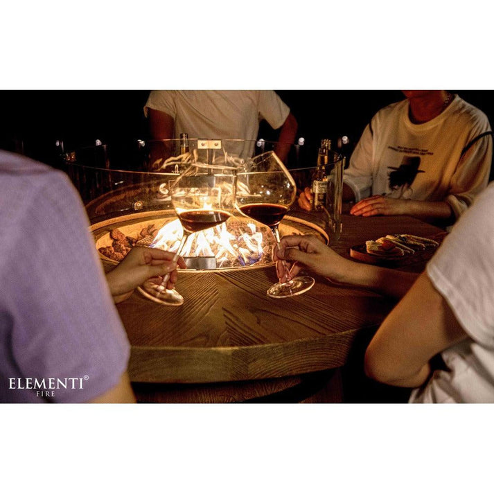 Elementi Lafite 48" Round Redwood Concrete Propane Barrel Fire Table OFG225RWLP