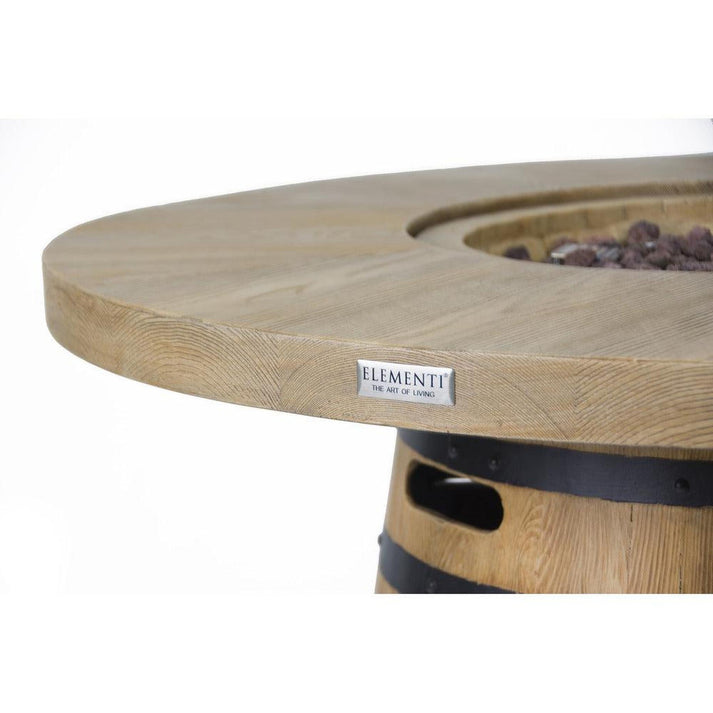 Elementi Lafite 48" Round Redwood Concrete Propane Barrel Fire Table OFG225RWLP