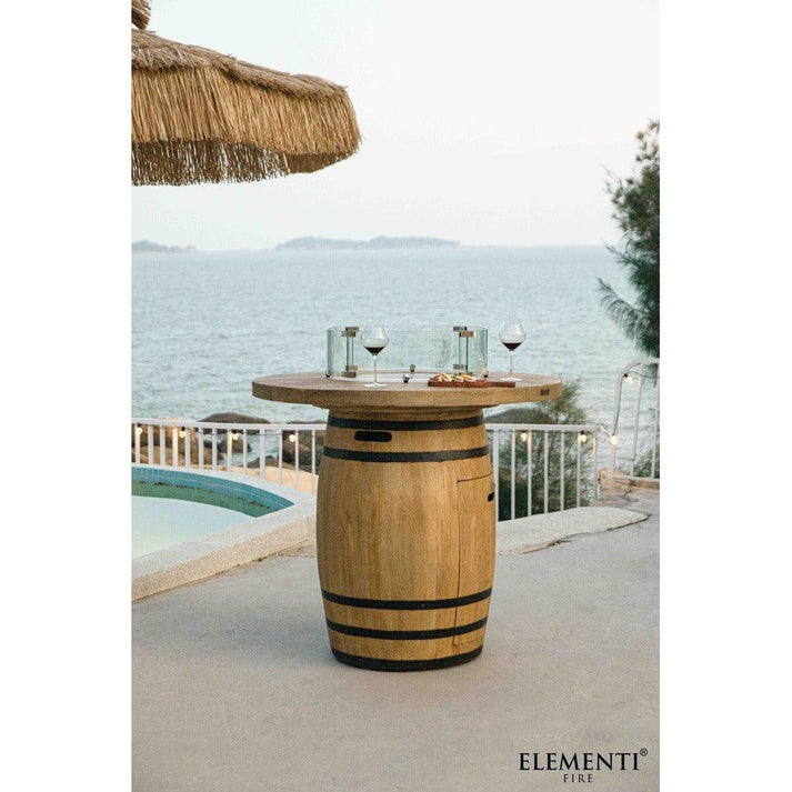 Elementi Lafite 48" Round Redwood Concrete Propane Barrel Fire Table OFG225RWLP