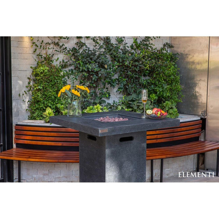 Elementi Montreal 34" Square Light Gray Concrete Liquid Propane Bar Table OFG221LG-LP