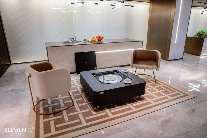 Elementi Perth 40" Square Space Gray Concrete Ethanol Fire Table ECG02SG