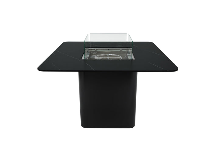 Elementi Plus Brugge 47" Bulgaria Black Marble Porcelain Liquid Propane Dining Table OFP202BB-LP