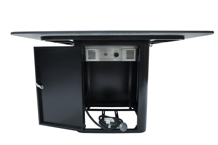 Elementi Plus Brugge 47" Bulgaria Black Marble Porcelain Liquid Propane Dining Table OFP202BB-LP