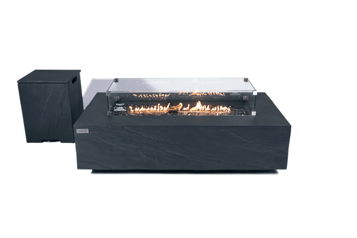 Elementi Plus Meteora 32" Rectangle Space Grey Concrete Natural Gas Sandstone Fire Table OFG410SG-LP