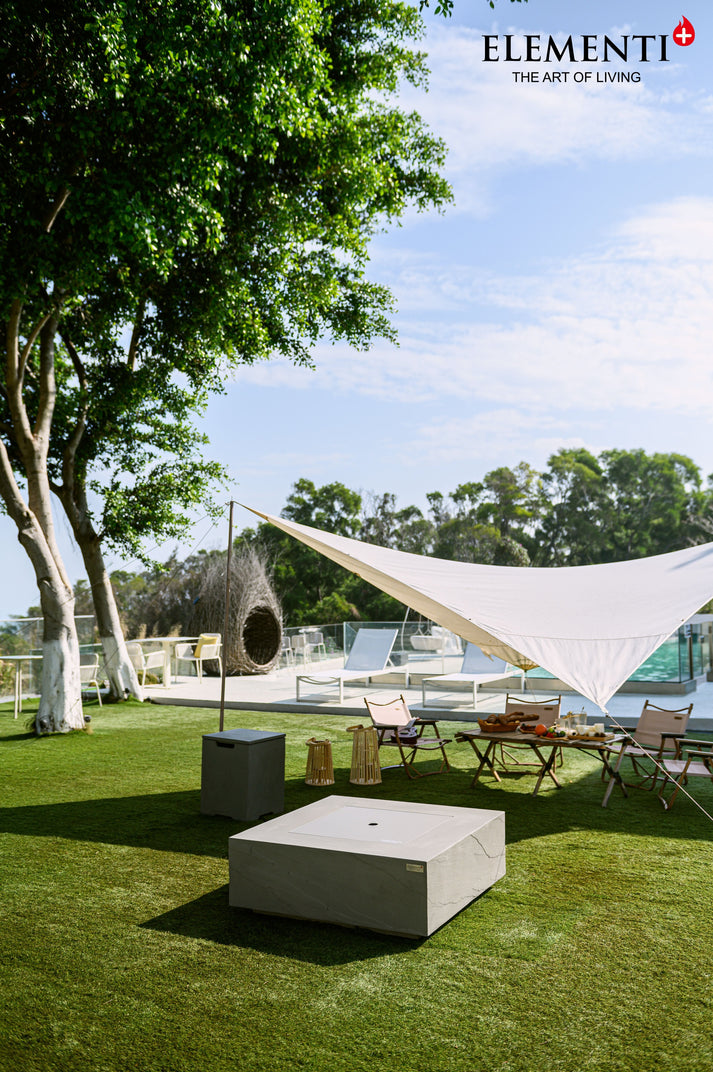 Elementi Plus Capertee 40" Square Space Grey Concrete Natural Gas Fire Table OFG411SG-NG