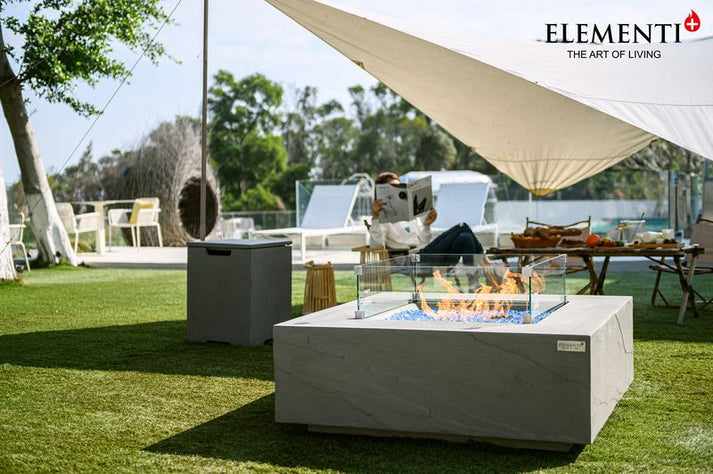 Elementi Plus Capertee 40" Square Space Grey Concrete Natural Gas Fire Table OFG411SG-NG
