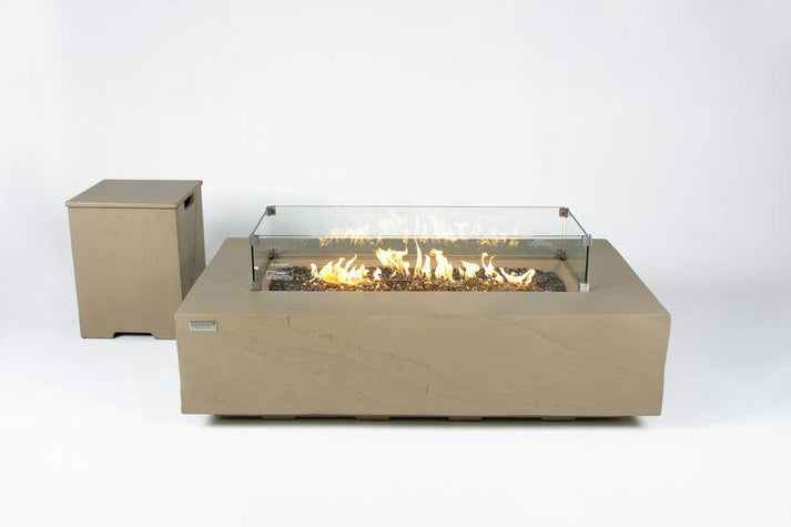 Elementi Plus Meteora 32" Rectangle Space Grey Concrete Natural Gas Sandstone Fire Table OFG410SG-LP
