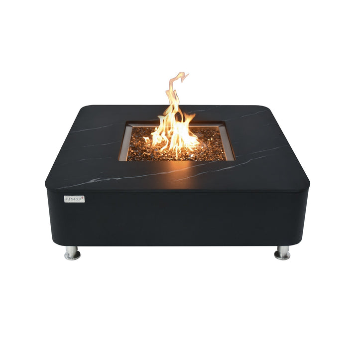 Elementi Plus Copenhagen 42" Bulgaria Black Marble Porcelain Natural Gas Fire Table OFP101BB-NG
