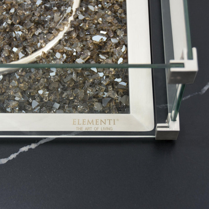 Elementi Plus Copenhagen 42" Bulgaria Black Marble Porcelain Natural Gas Fire Table OFP101BB-NG