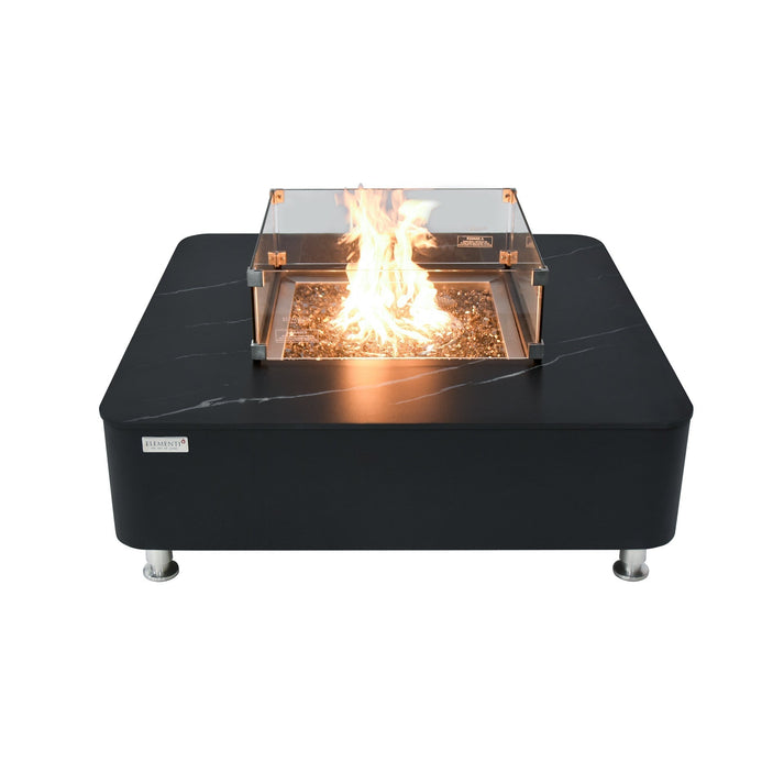 Elementi Plus Copenhagen 42" Bulgaria Black Marble Porcelain Natural Gas Fire Table OFP101BB-NG