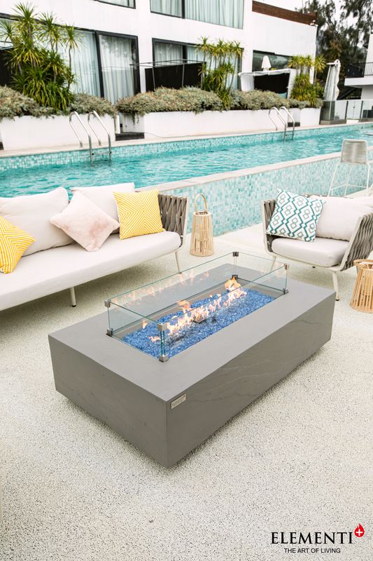 Elementi Plus Meteora 32" Rectangle Space Grey Concrete Natural Gas Sandstone Fire Table OFG410SG-LP