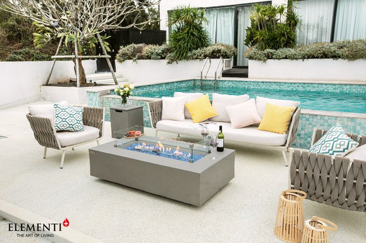 Elementi Plus Meteora 32" Rectangle Space Grey Concrete Natural Gas Sandstone Fire Table OFG410SG-LP