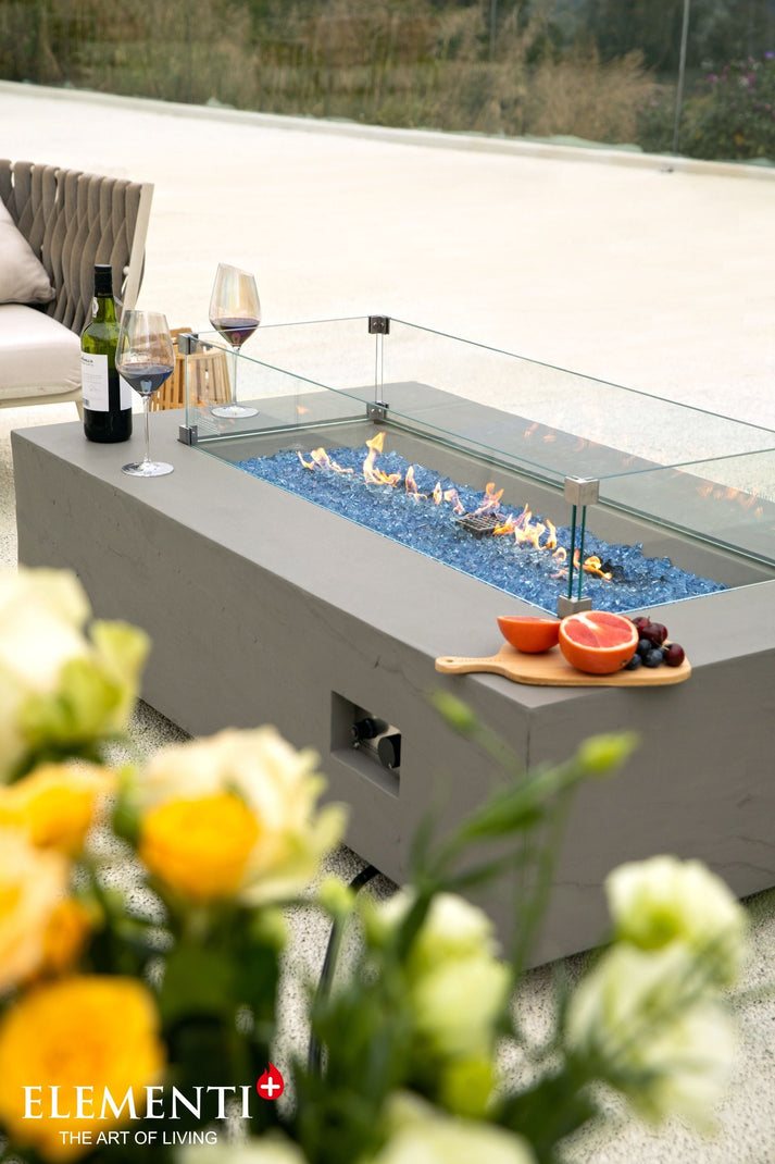 Elementi Plus Meteora 32" Rectangle Space Grey Concrete Natural Gas Sandstone Fire Table OFG410SG-LP