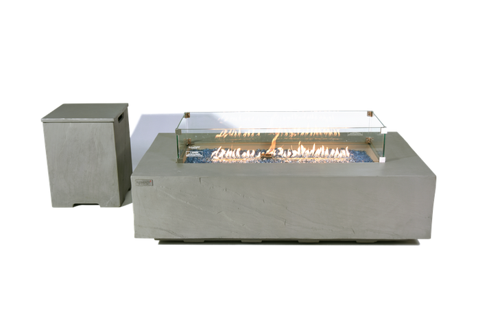 Elementi Plus Meteora 32" Rectangle Space Grey Concrete Natural Gas Sandstone Fire Table OFG410SG-LP