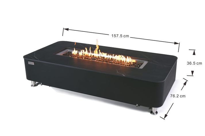 Elementi Plus Valencia 30" Bulgaria Black Natural Gas Marble Porcelain Fire Table OFP102BB-NG