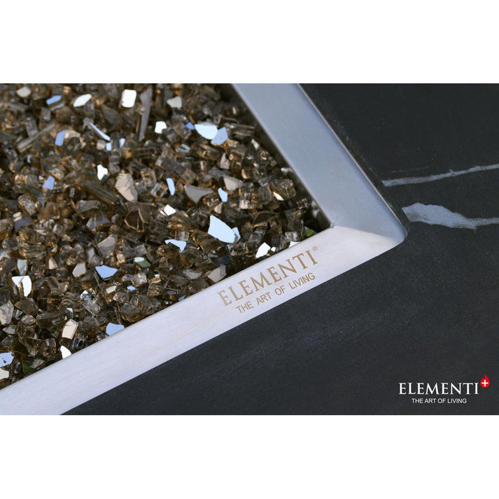 Elementi Plus Carrara 28" Rectangle Bianco White Marble Porcelain Liquid Propane Fire Table OFP121BW-LP