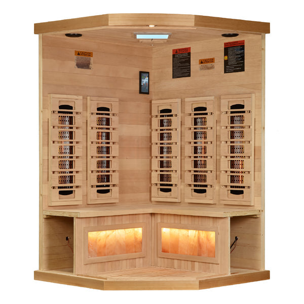Golden Designs 3-Person Full Spectrum Infrared Sauna with Himalayan Salt Bar (Corner Unit)  GDI-8035-03