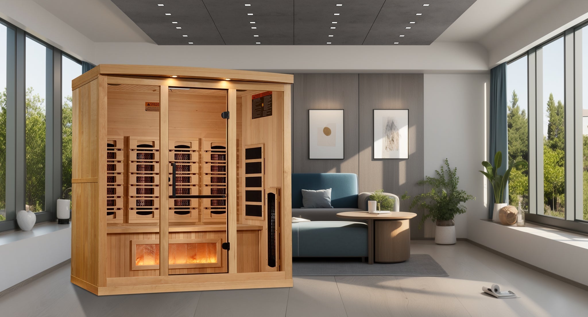 Golden Designs 4-Person Full Spectrum Infrared Sauna with Himalayan Salt Bar GDI-8040-03