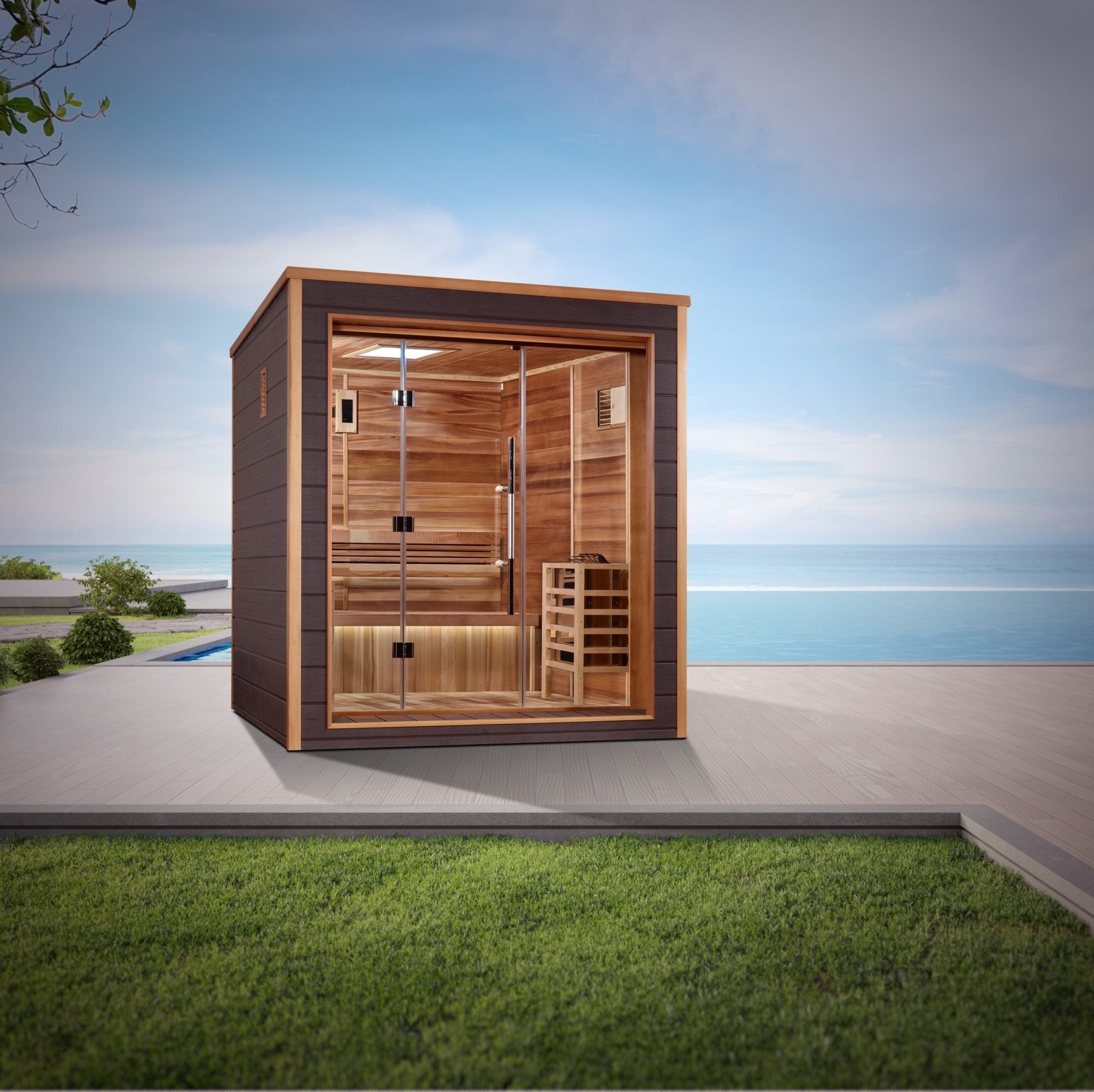 Golden Designs Drammen 3 Person Outdoor-Indoor Traditional Sauna (GDI-8023-01)
