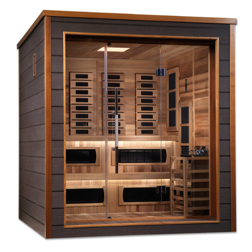 Golden Designs Karlstad 6 Person Outdoor-Indoor PureTech™ Hybrid Full Spectrum Sauna (GDI-8226-01) - Canadian Red Cedar Interior