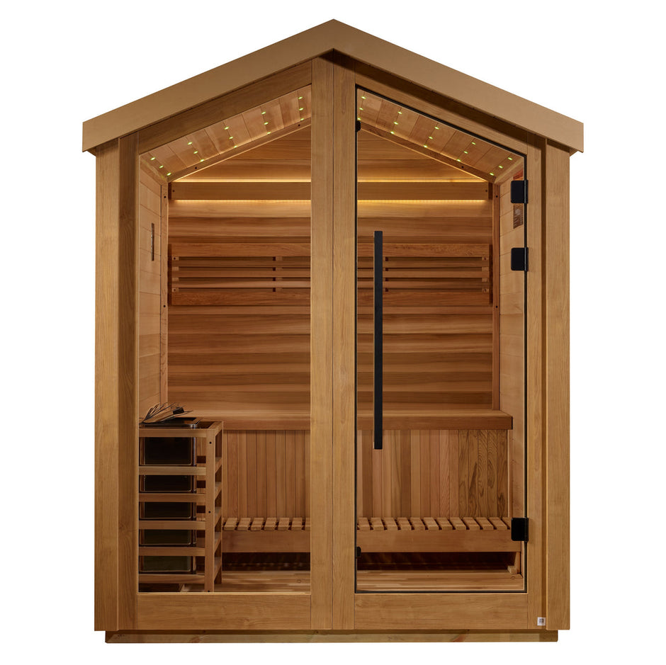 Golden Designs "Savonlinna" 6-Person Outdoor Traditional Sauna w/ Red Cedar - Black  GDI-8503-04
