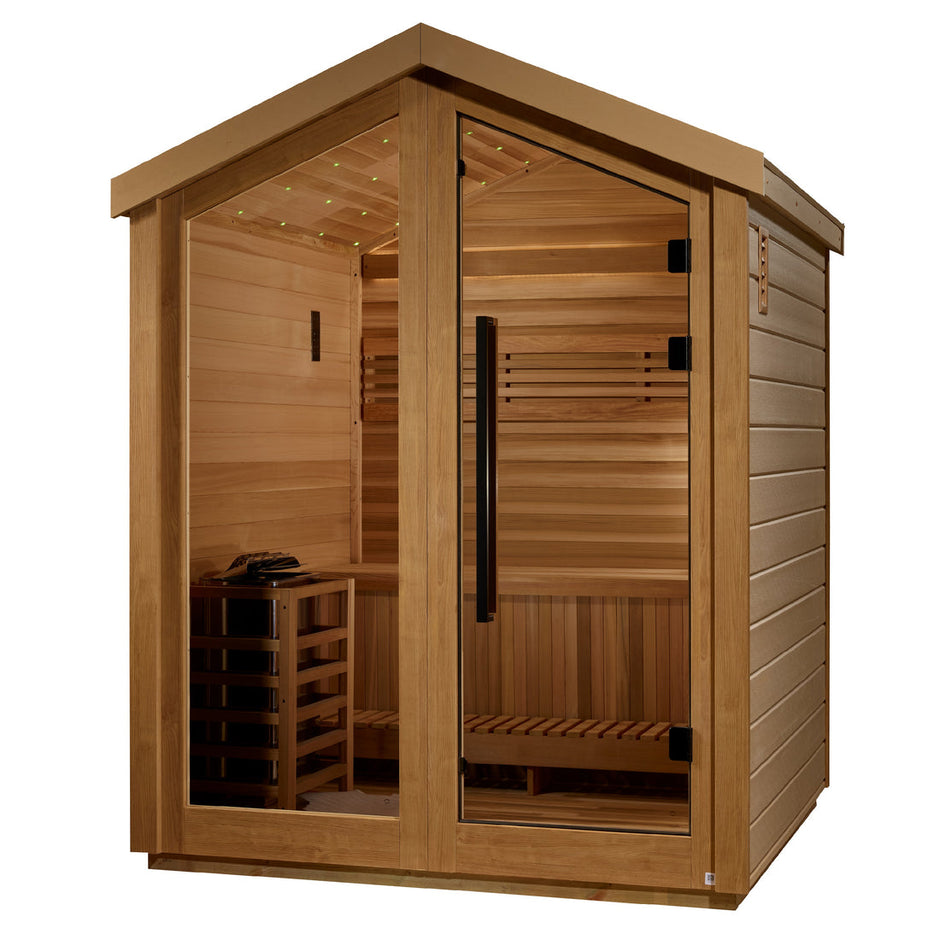 Golden Designs "Savonlinna" 6-Person Outdoor Traditional Sauna w/ Red Cedar - Black  GDI-8503-04