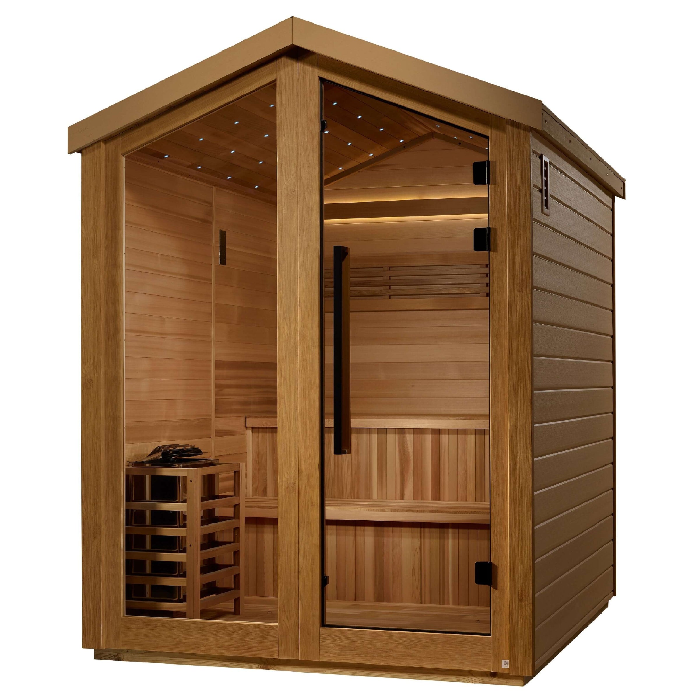Golden Designs Kaarina 6-Person Red Cedar Outdoor Sauna & Harvia Traditional Electric Heater Kit GDI-8506-02