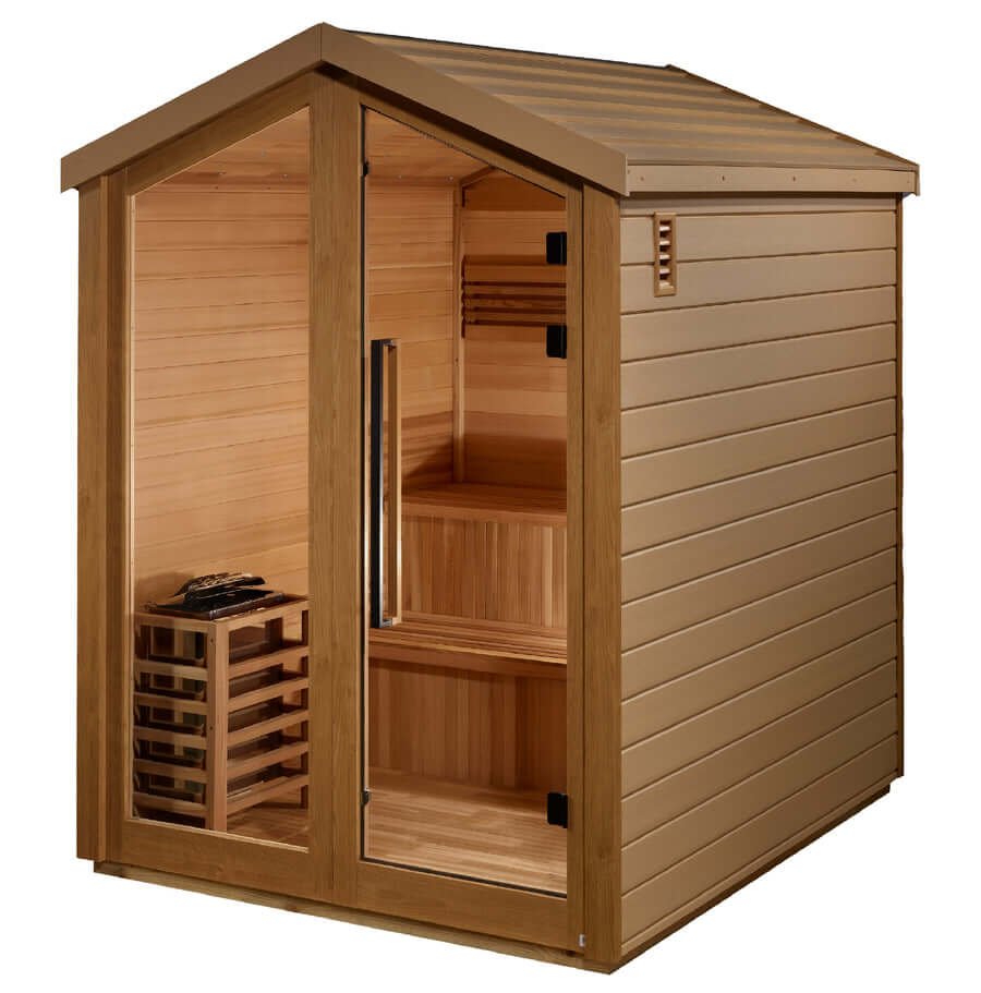 Golden Designs Kaarina 6-Person Red Cedar Outdoor Sauna & Harvia Traditional Electric Heater Kit GDI-8506-02