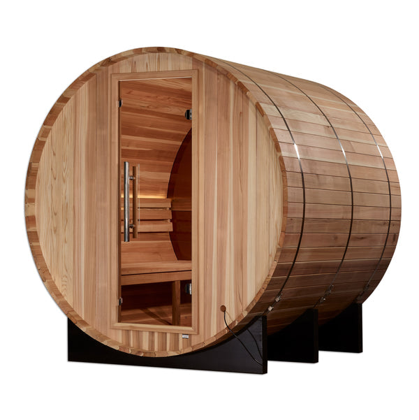 Golden Designs "Zurich" 4 Person Barrel with Bronze Privacy View - Traditional Sauna - Pacific Cedar GDI-B024-01