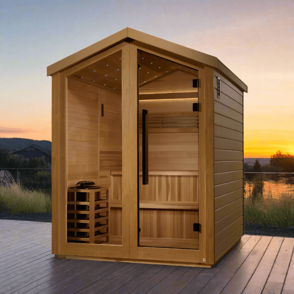 Golden Designs Kaarina 6-Person Red Cedar Outdoor Sauna & Harvia Traditional Electric Heater Kit GDI-8506-02