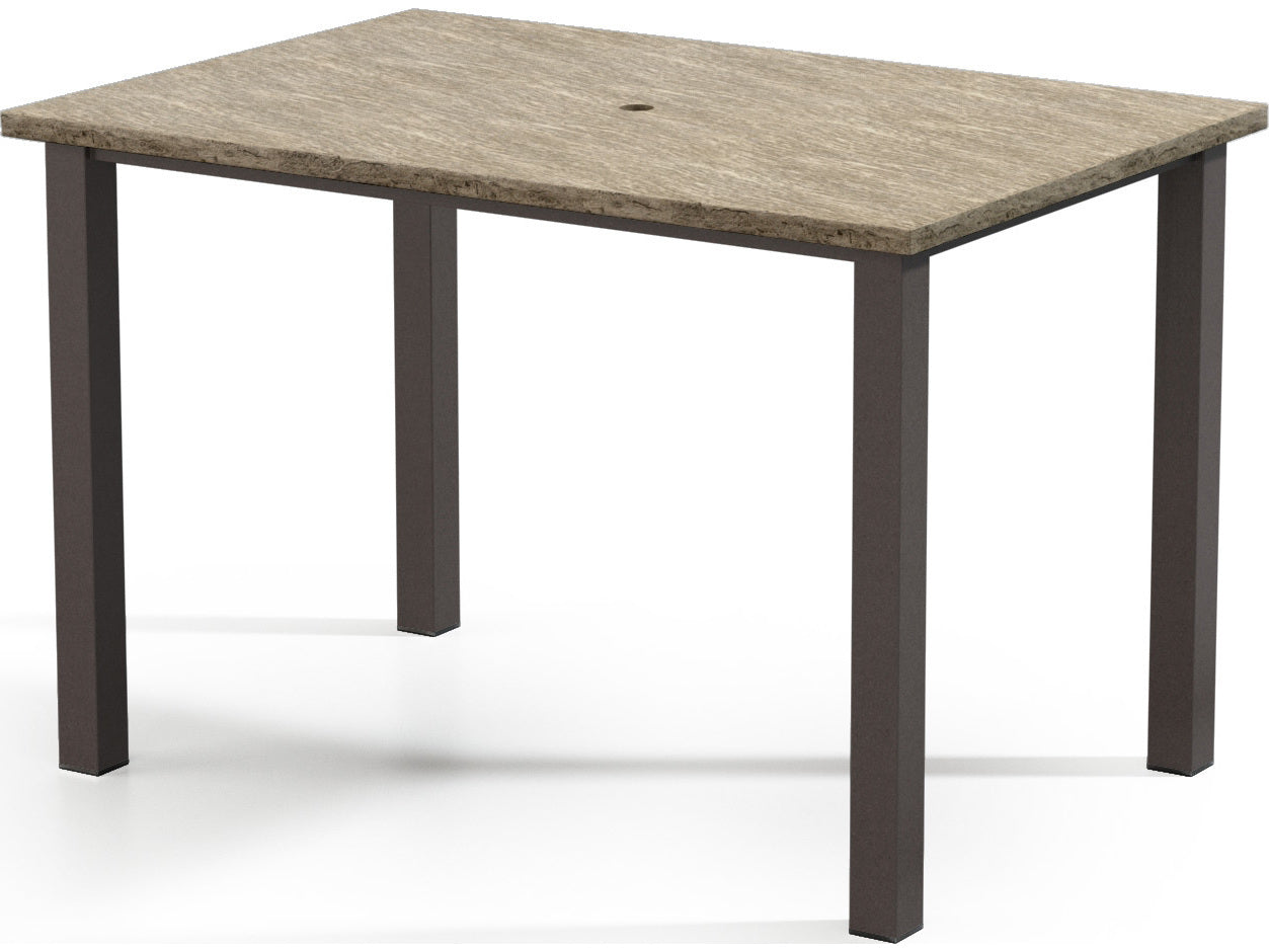 Homecrest Slate Aluminum 86''W x 42''D Rectangular Bar Table with Umbrella Hole