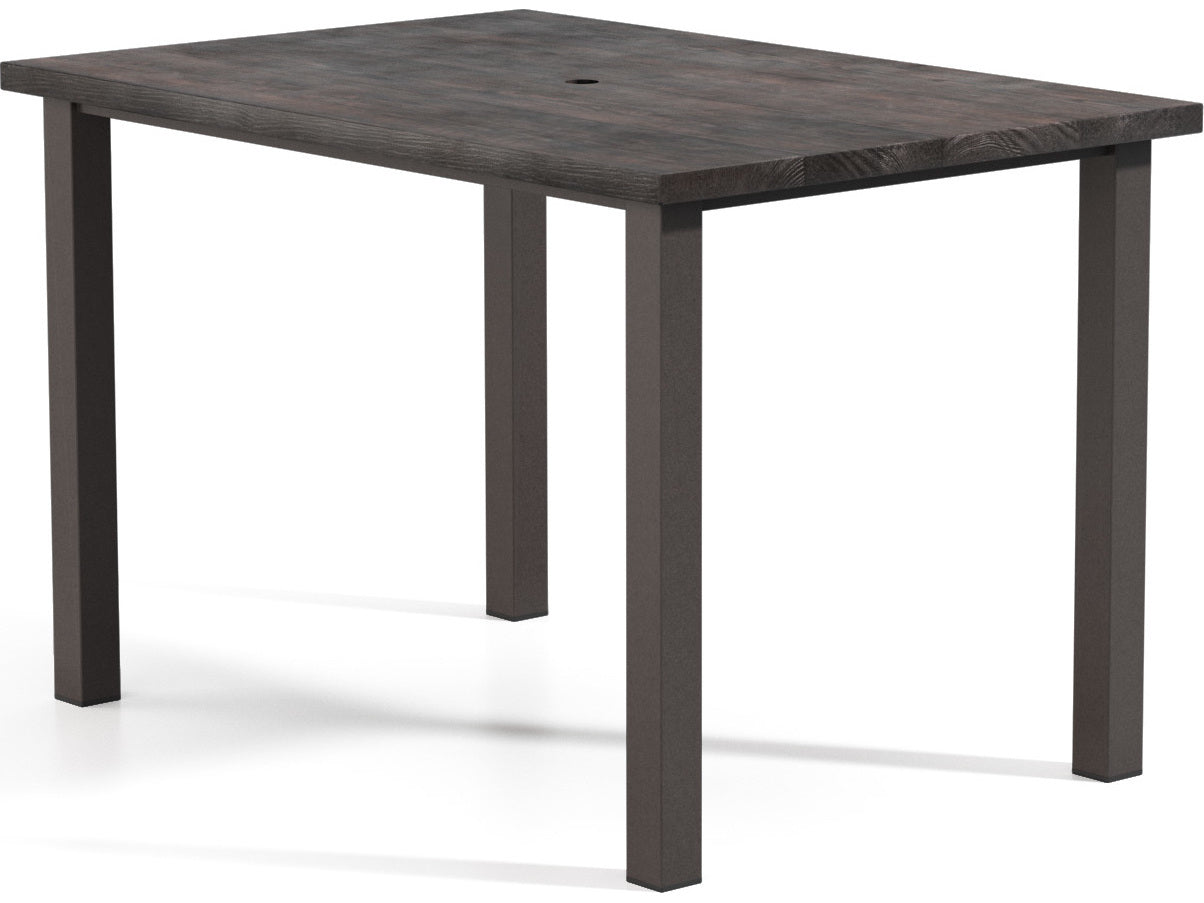 Homecrest Timber Aluminum 62''W x 42''D Rectangular Bar Post Base Table with Umbrella Hole