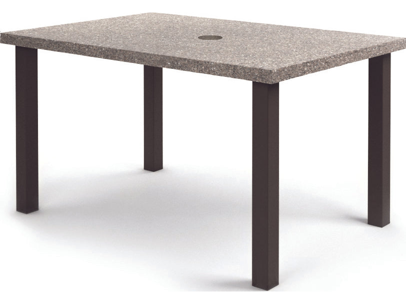 Homecrest Shadow Rock Aluminum 62''W x 42''D Rectangular Counter Table with Umbrella Hole