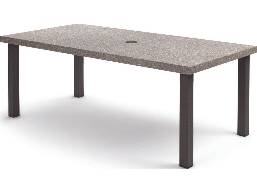 Homecrest Stonegate Aluminum 84''W x 42''D Rectangular Dining Table with Umbrella Hole