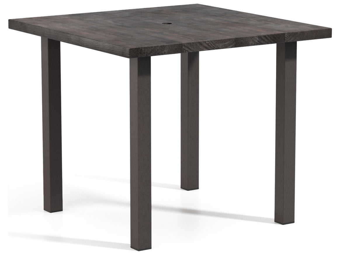 Homecrest Timber Aluminum 48'' Square Bar Post Base Table with Umbrella Hole