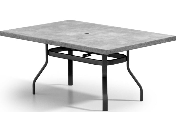 Homecrest Concrete Aluminum 62''W x 42''D Rectangular Dining Table with Umbrella Hole