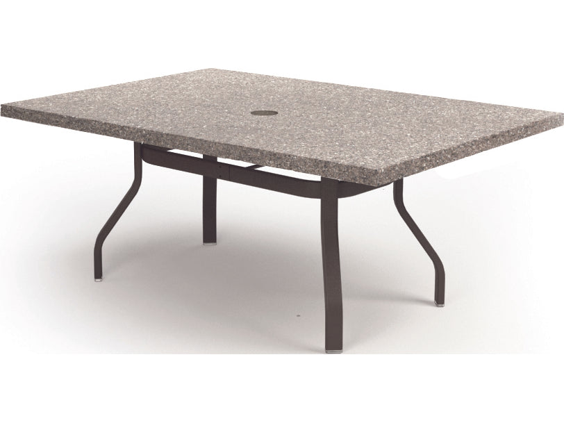 Homecrest Shadow Rock Aluminum 62''W x 42''D Rectangular Dining Table with Umbrella Hole