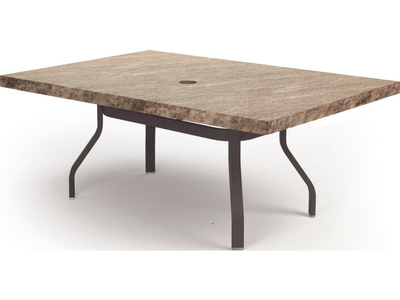 Homecrest Slate Aluminum 62''W x 42''D Rectangular Dining Table with Umbrella Hole
