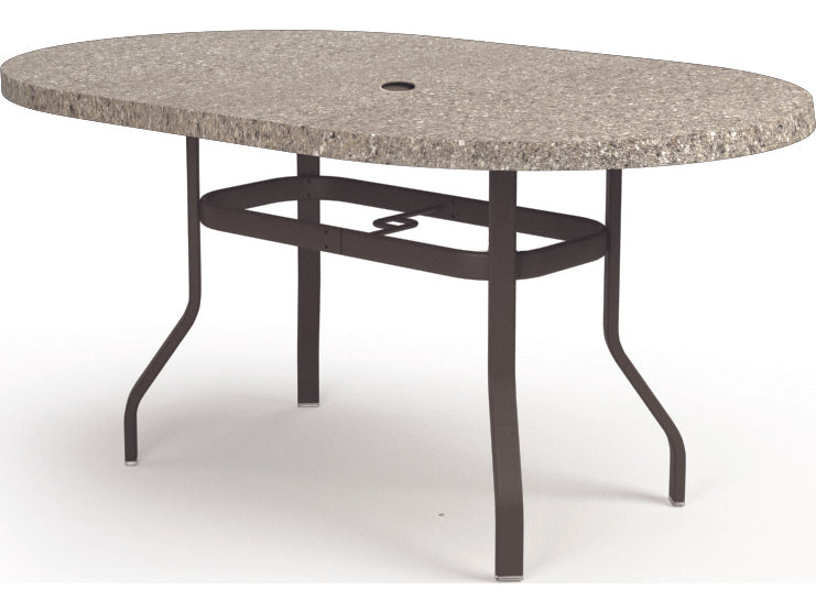Homecrest Shadow Rock Aluminum 72''W x 42''D Oval Counter Table with Umbrella Hole