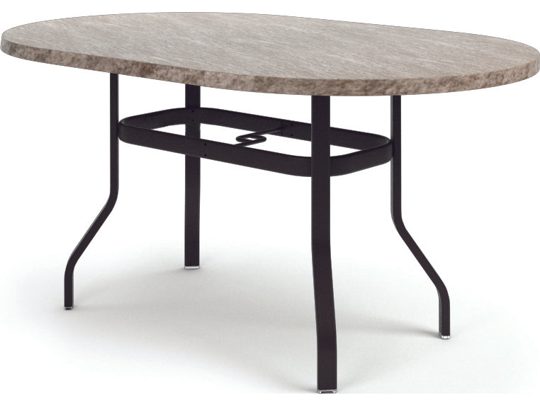 Homecrest Slate Aluminum 72''W x 42''D Oval Counter Table with Umbrella Hole