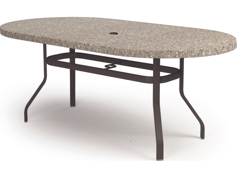 Homecrest Shadow Rock Aluminum 84''W x 44''D Oval Counter Table with Umbrella Hole
