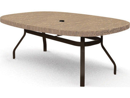 Homecrest Sandstone Faux Aluminum 84''W x 47''D Oval Counter Table with Umbrella Hole