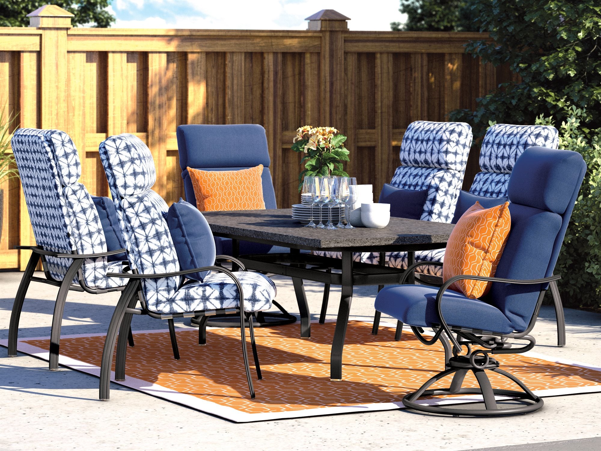 Homecrest Holly Set Of 6 Hill Cushion Aluminum Dining 7 PC Set