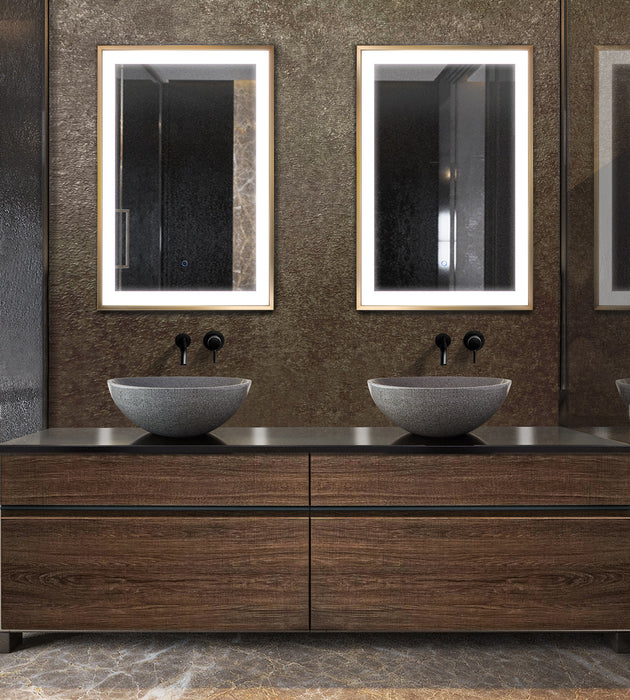 Krugg Soho 24″ X 36″ Gold LED Bathroom Mirror SOHO2436G