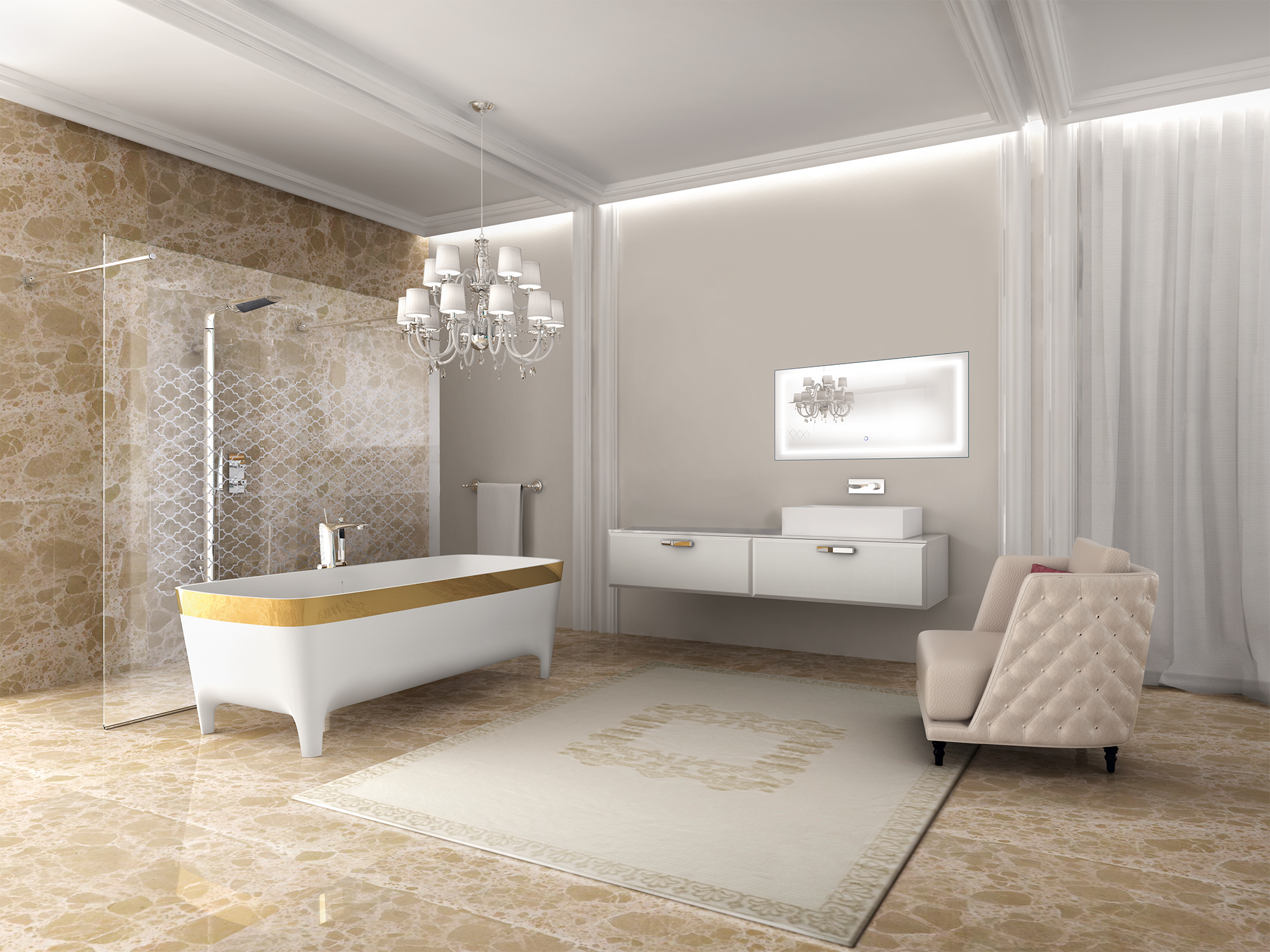 Krugg Icon 48″ X 24″ LED Bathroom Mirror w/ Dimmer & Defogger | Lighted Vanity Mirror