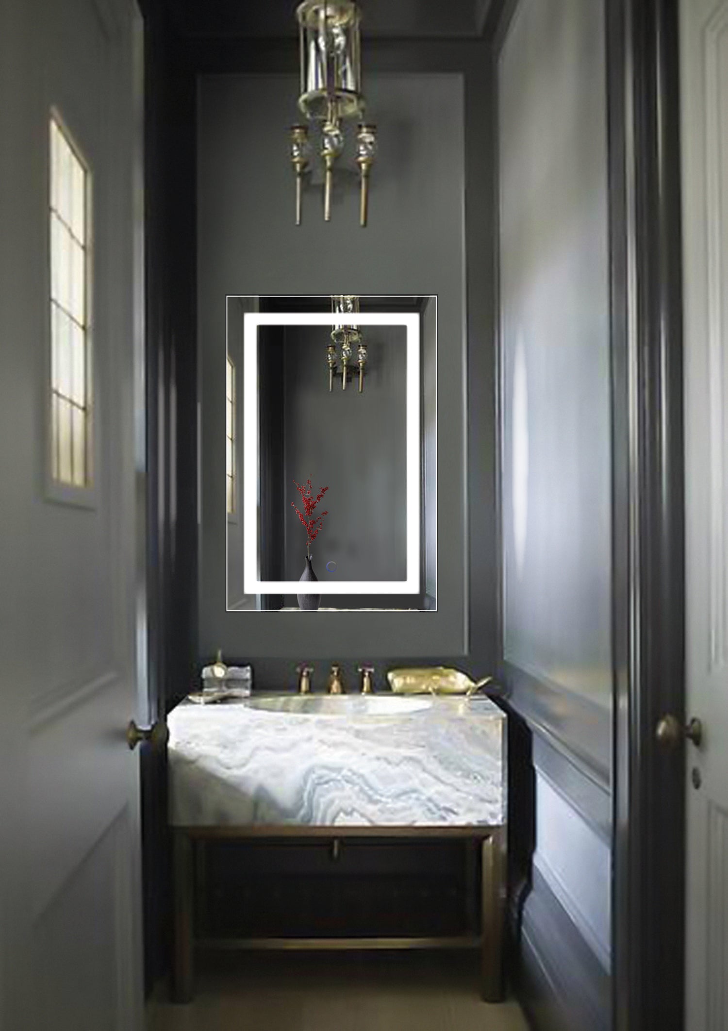 Krugg Icon 24″ x 36″ LED Bathroom Mirror With Dimmer & Defogger | Lighted Vanity Mirror