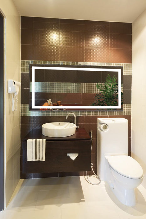 Krugg Icon 60″ X 30″ LED Bathroom Mirror w/ Dimmer & Defogger | Large Lighted Vanity Mirror