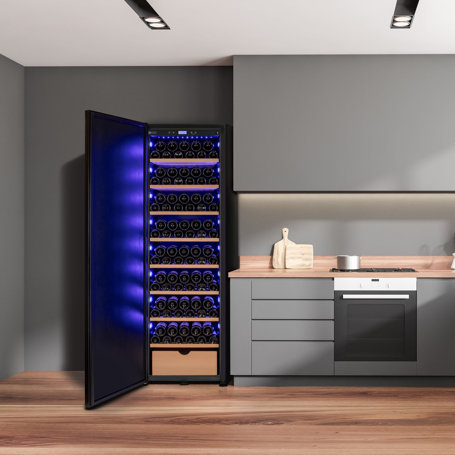 Allavino 76.5" Tall Single Zone Wine Vault with Solid Black Right Hinge Door  AO KWR-8185-1SDR